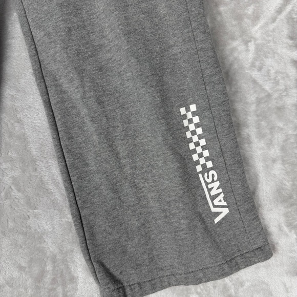 Kids Vans Gray Sweatpants Wide Leg Checkerboard Logo Casual Comfort Size Medium - Picture 2 of 5